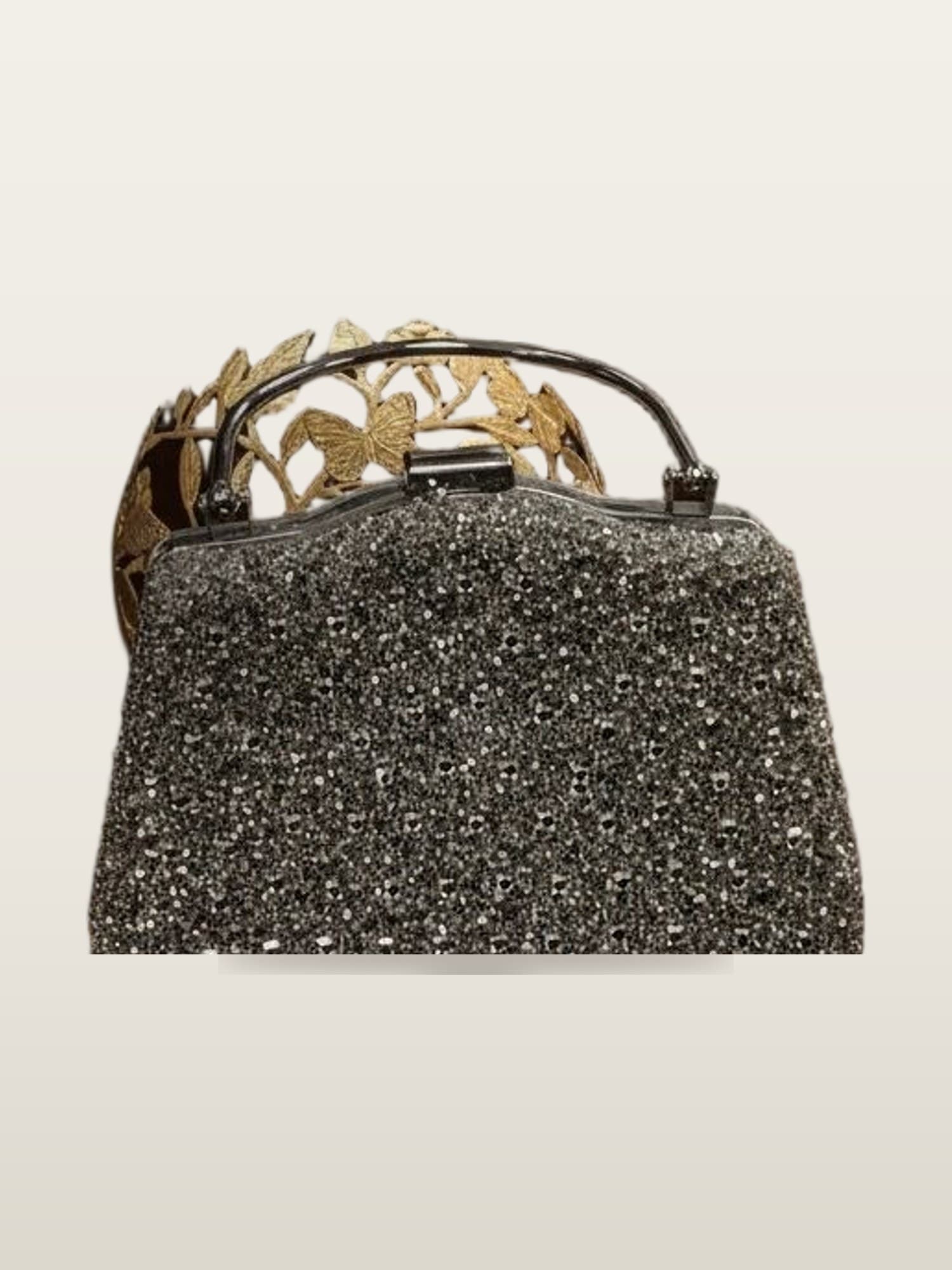 Pewter Beaded Frame Bag