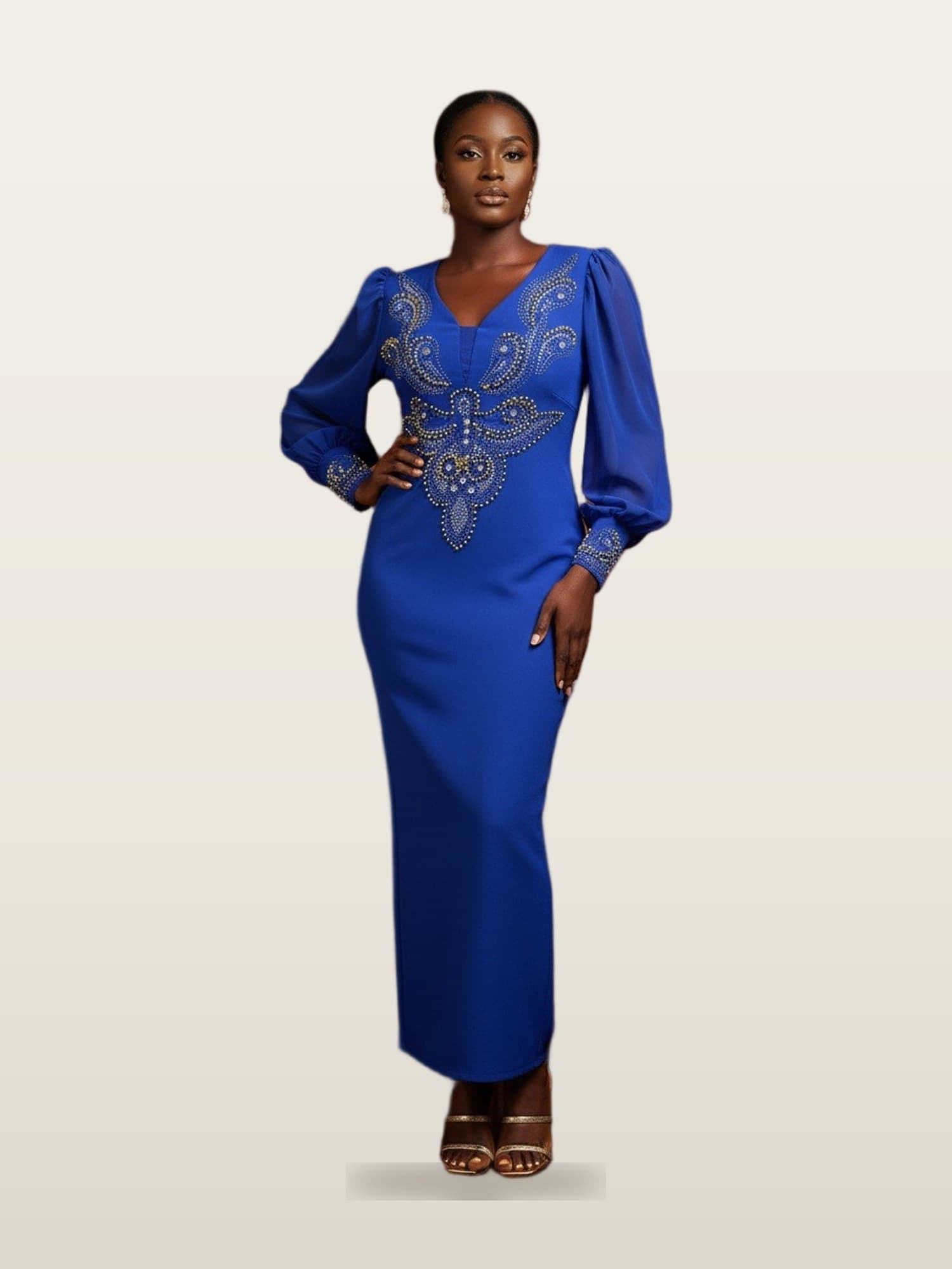 Royal Blue Beaded Gown