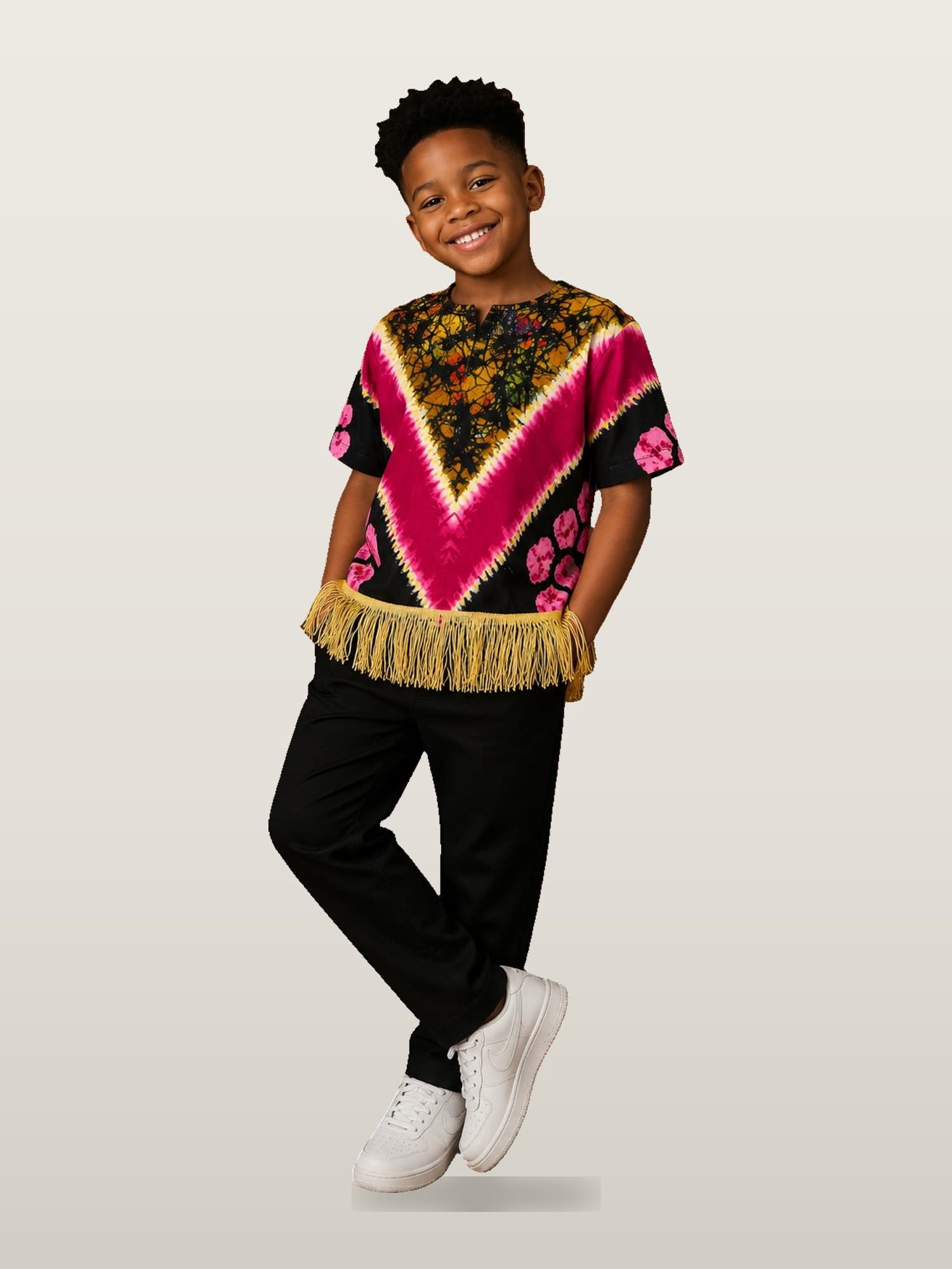 Boys’ Magenta Chevron Fringe Sweater Set