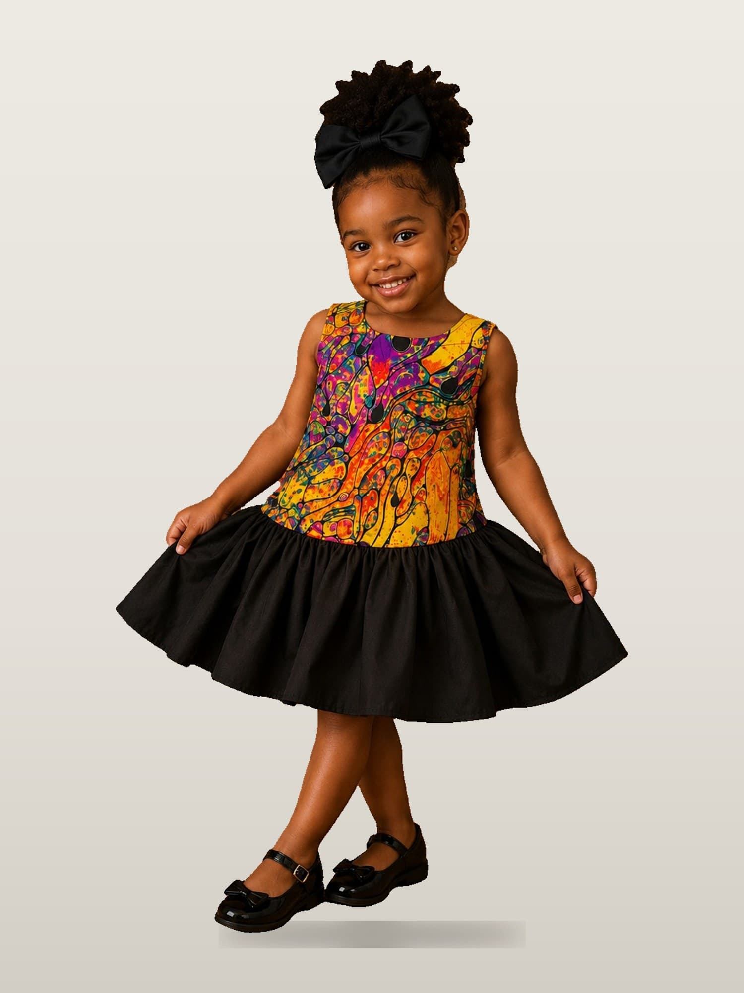 Girls’ Ankara Top Drop-Waist Dress