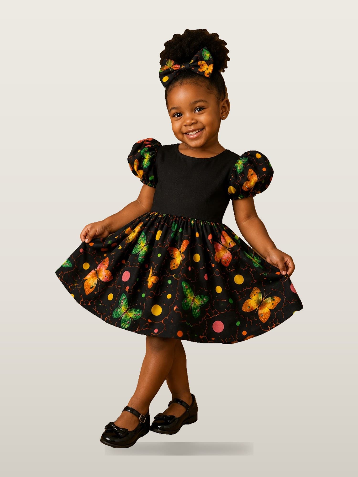 Girls’ Black Confetti Party Dress
