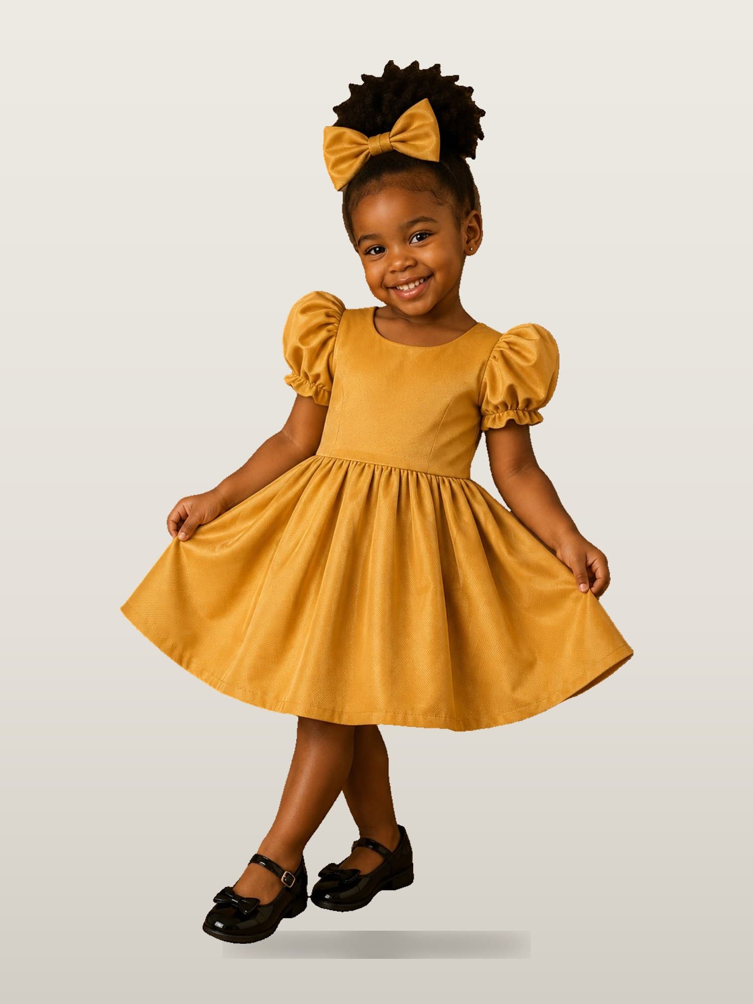 Girls’ Mustard Gold Twirl Dress