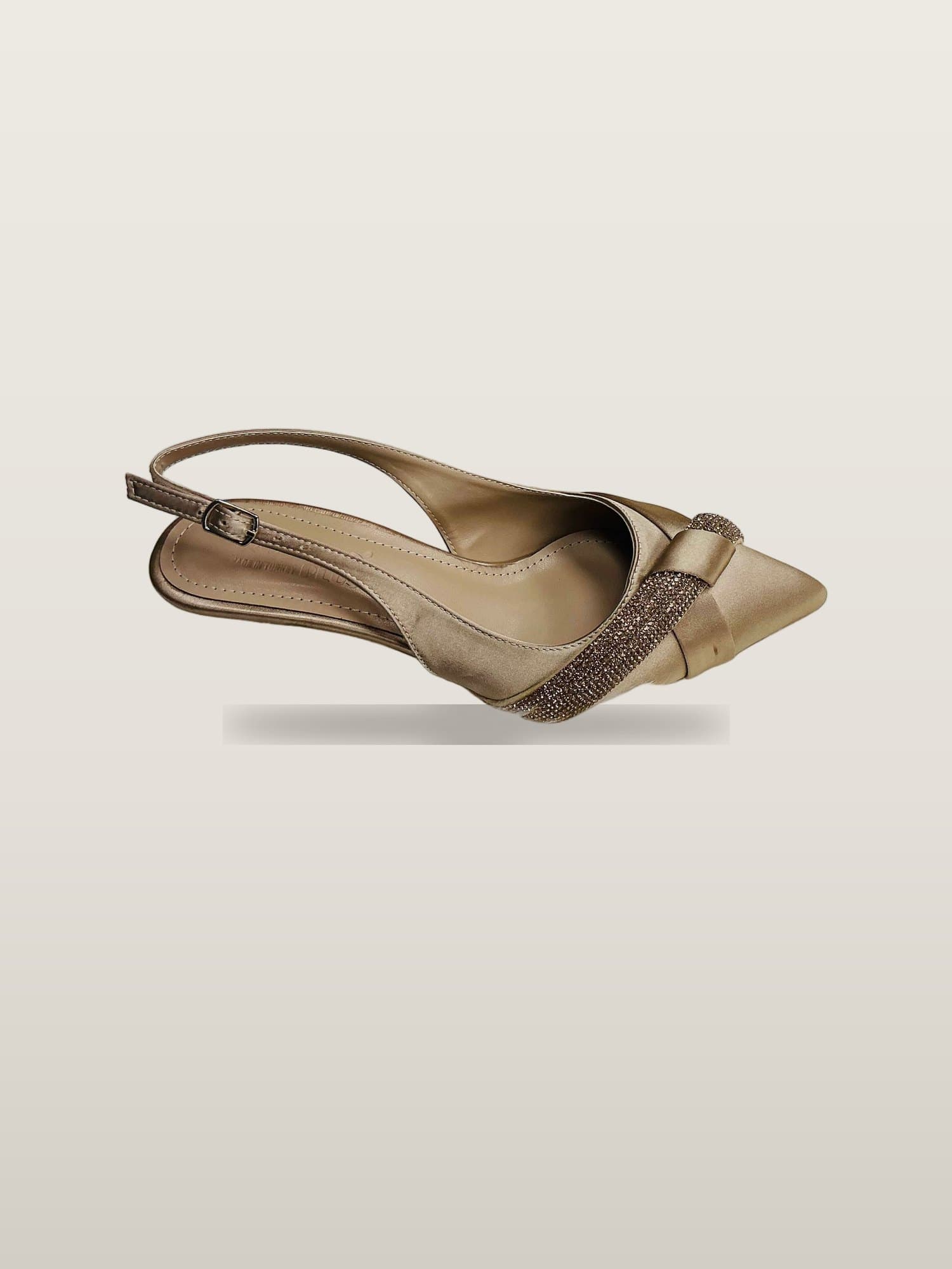 Satin Taupe Bow Slingback heels
