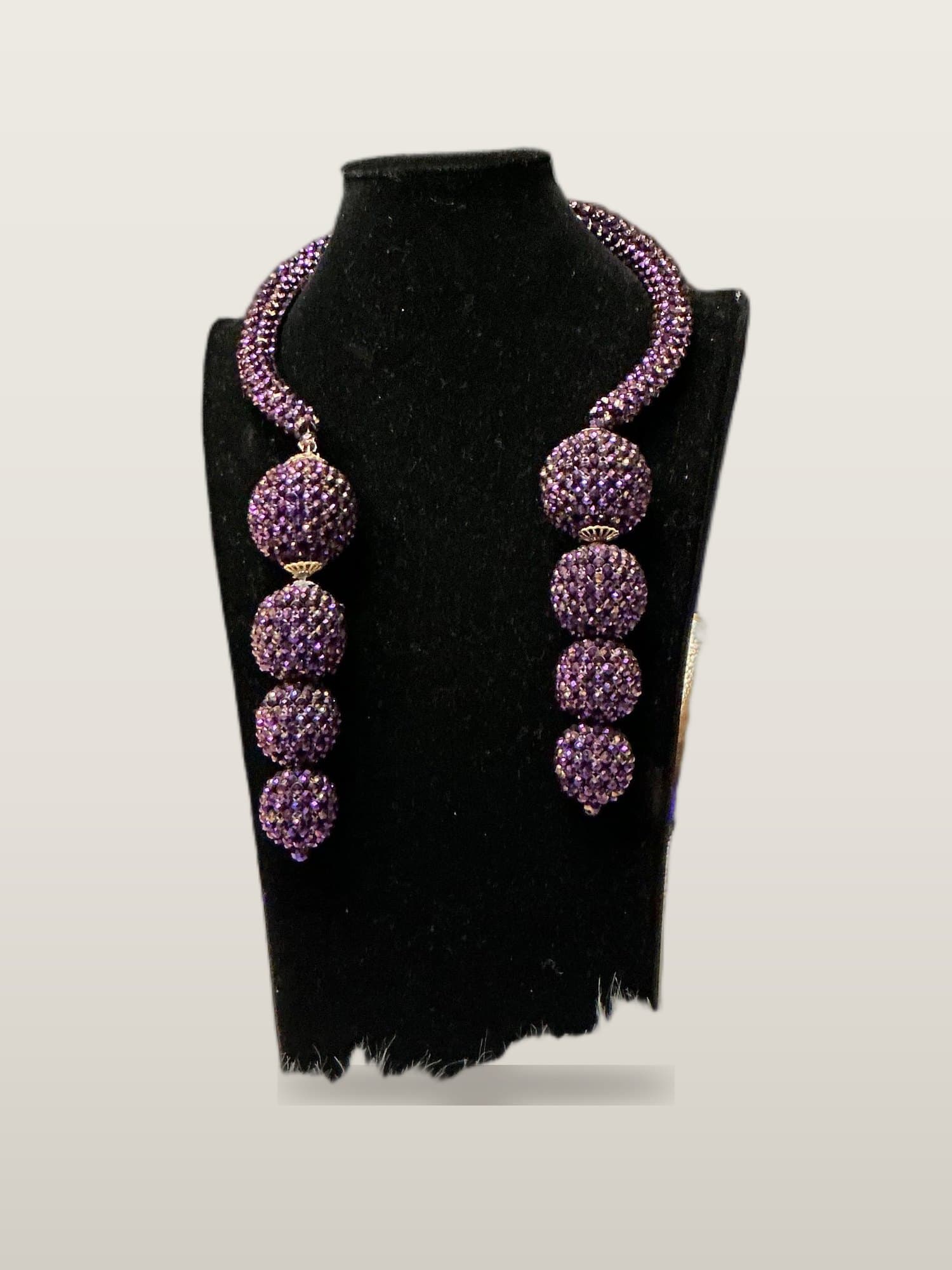 Handcrafted African Purple Ball Bead Set with necklace and bangles