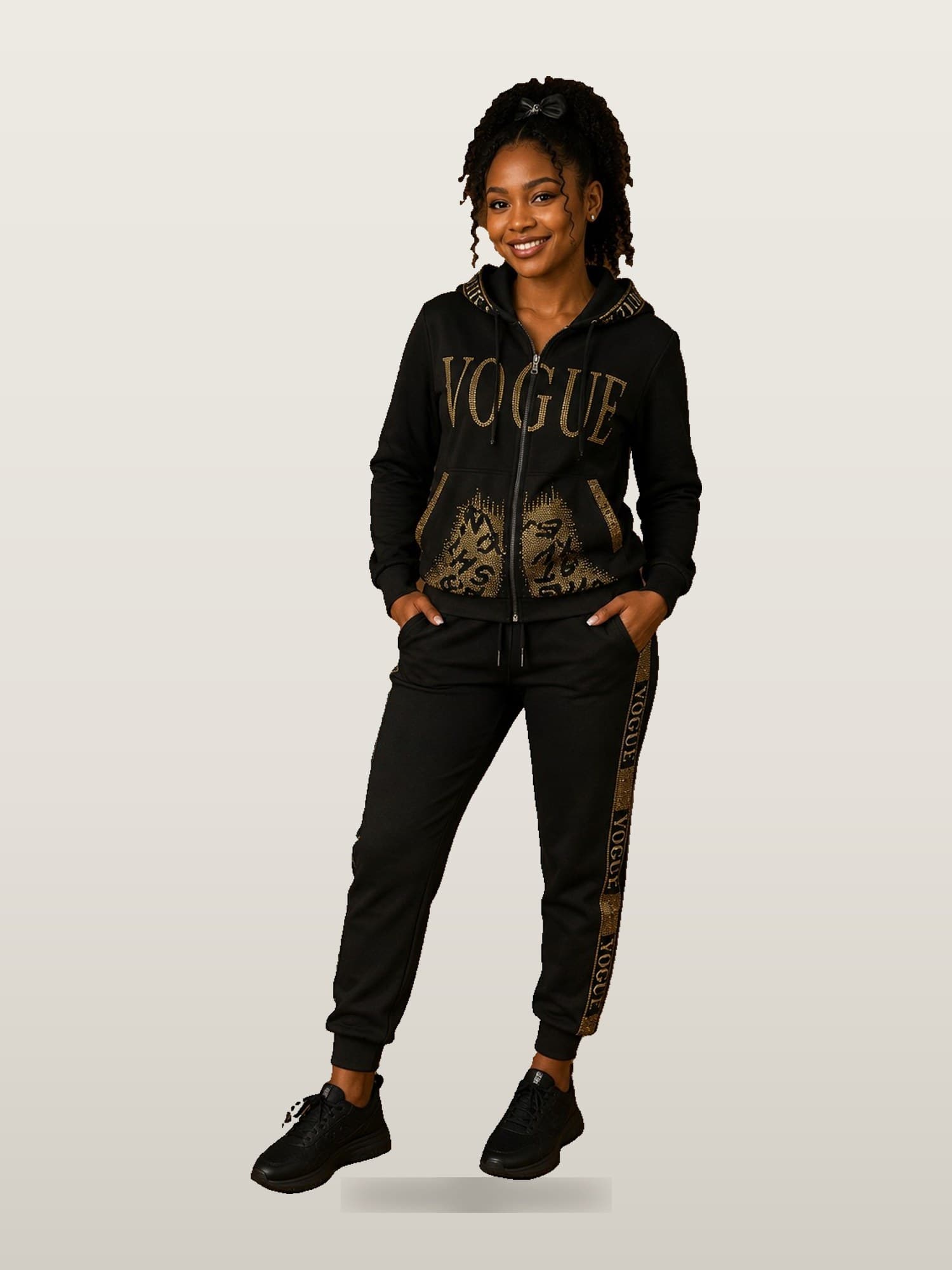 Women’s Black Glam Hoodie Set