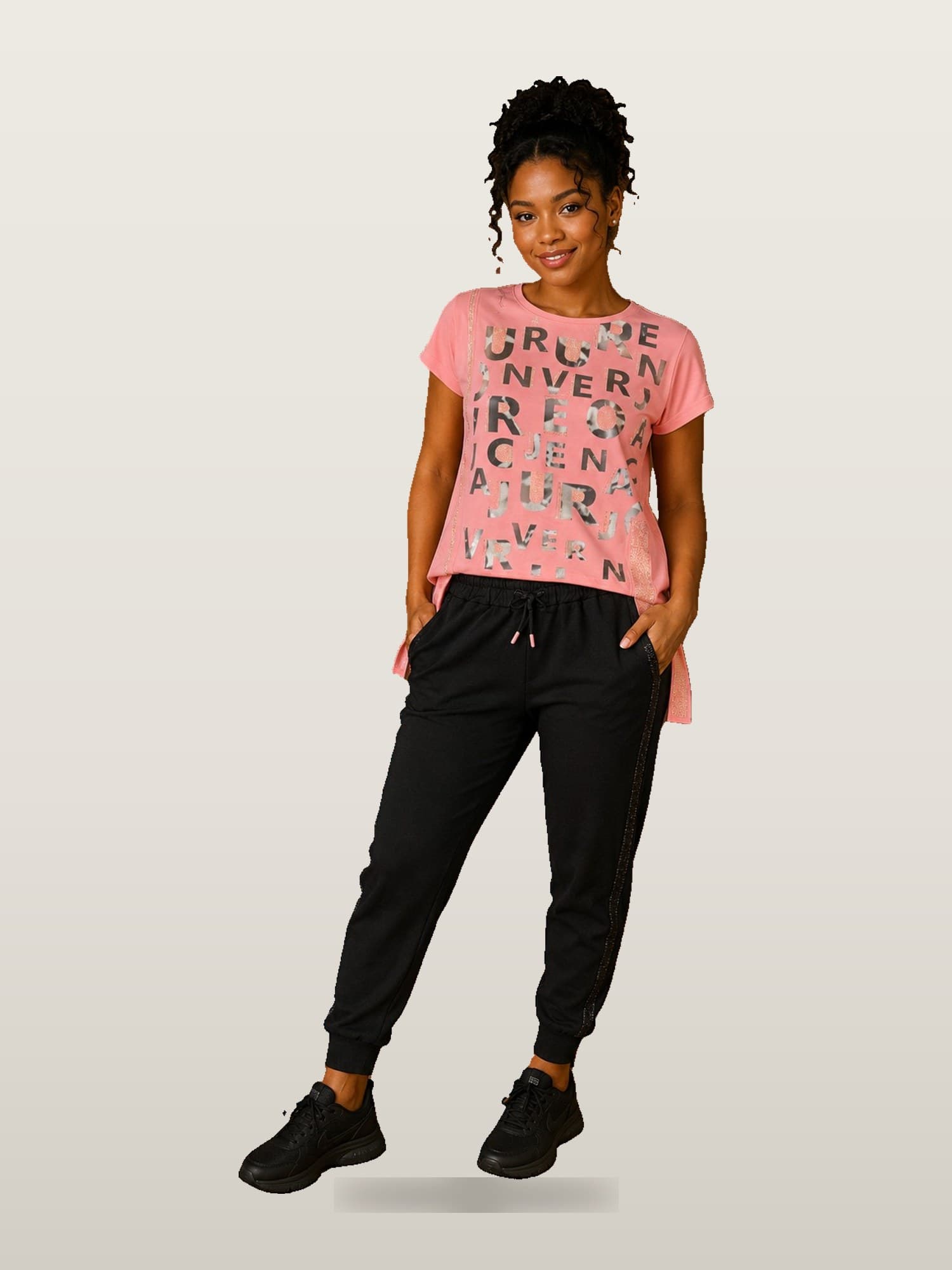 Women’s Pink Graphic Tee & Joggers