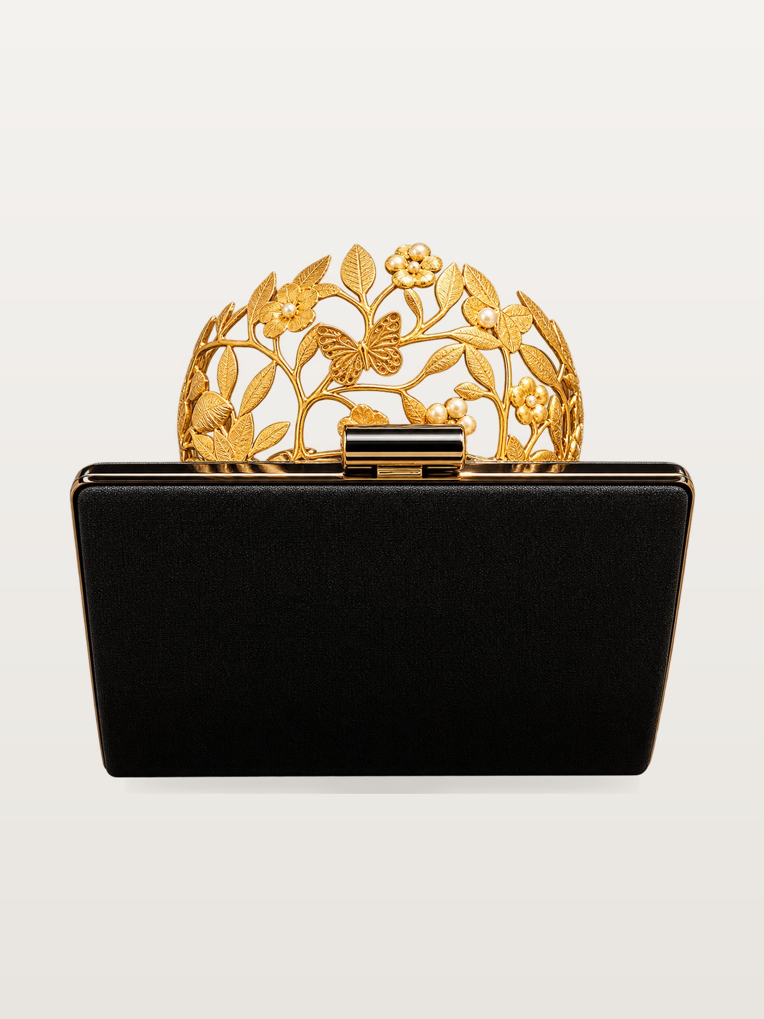 Black Gold-Filigree Box Clutch