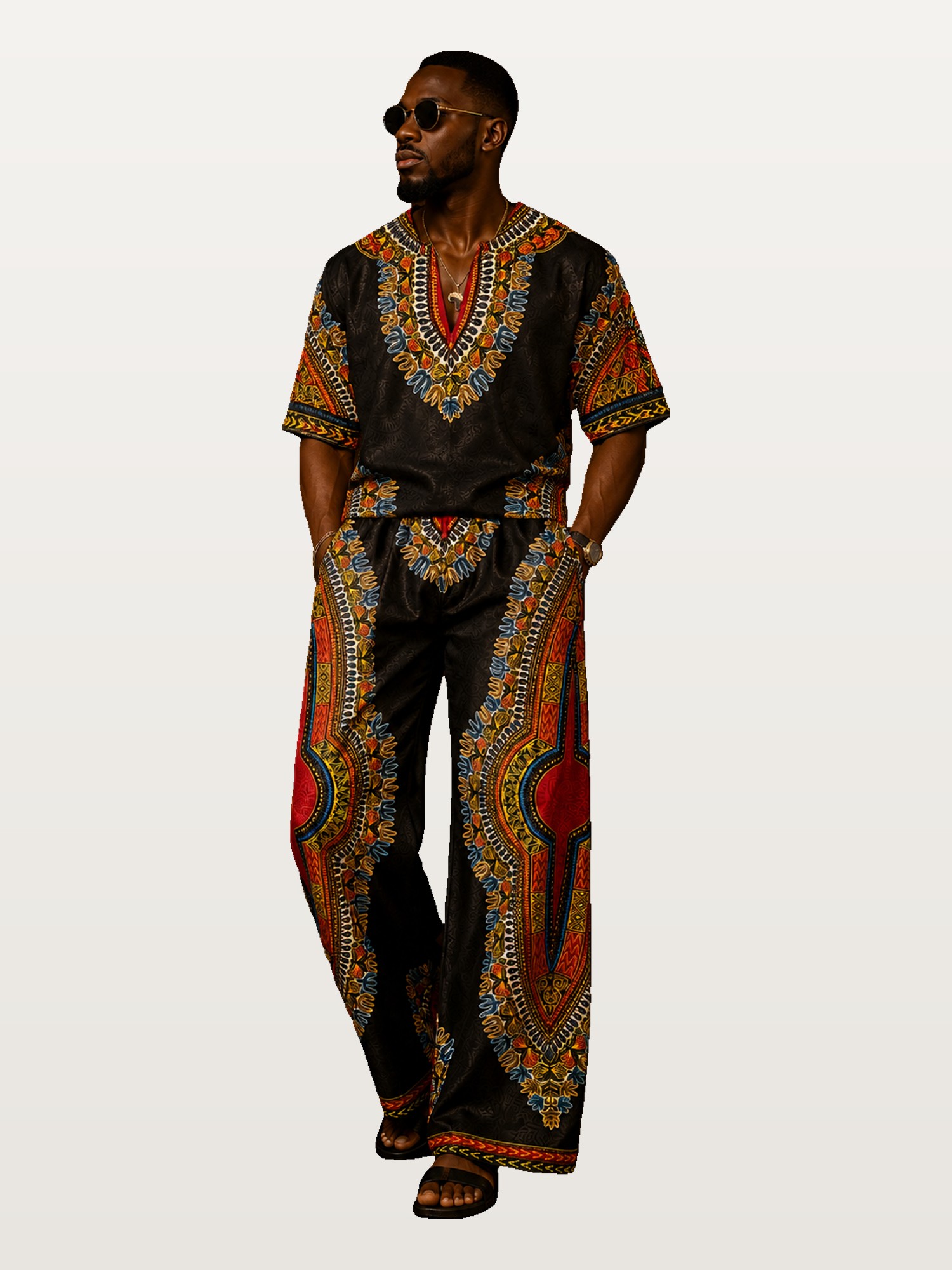 Black & Gold Dashiki Set