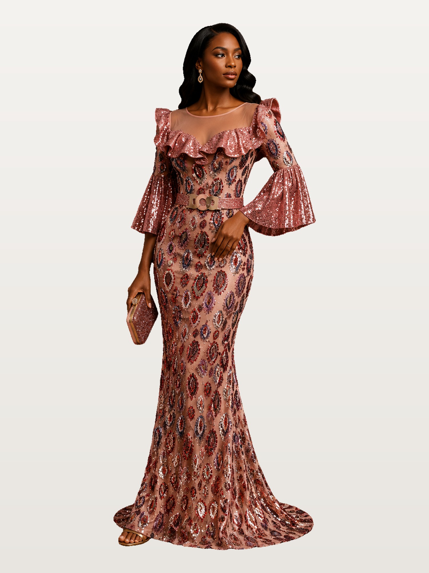 Mauve Off-Shoulder Mermaid Gown
