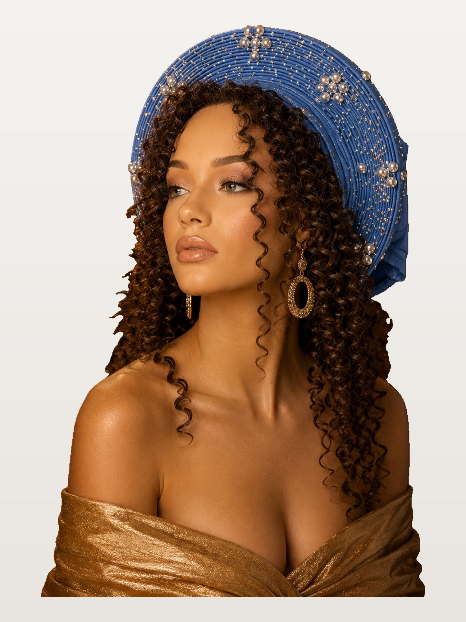 Royal Blue Gele & Gold Wrap