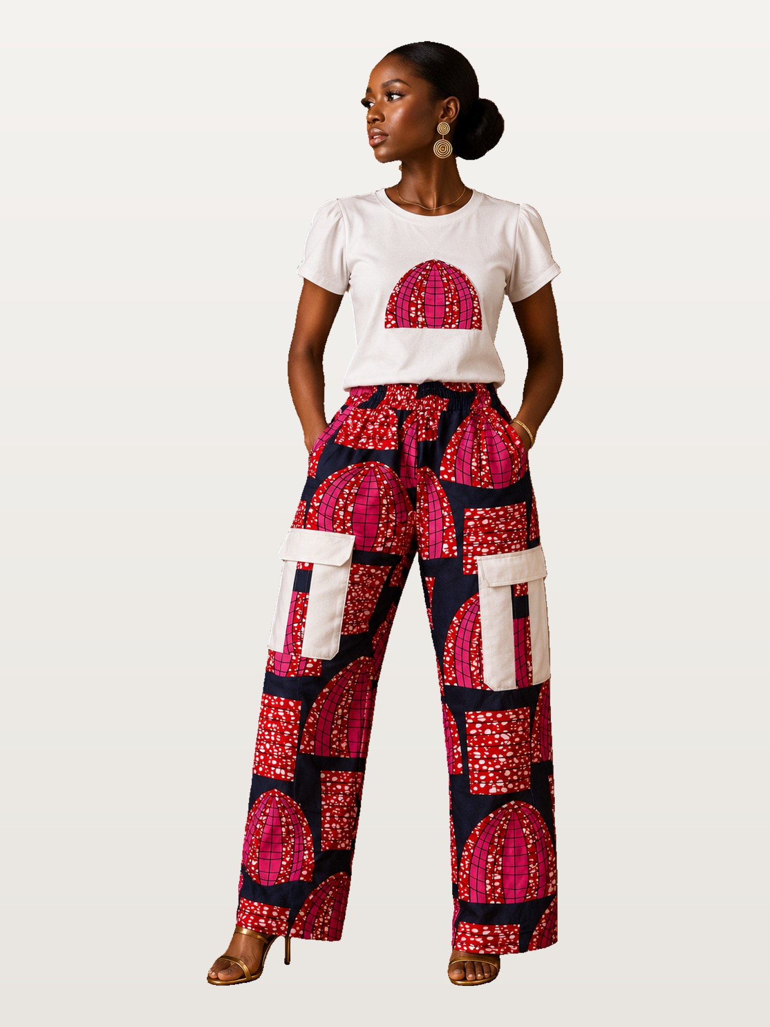 Red Ankara Wide-Leg Trouser Set