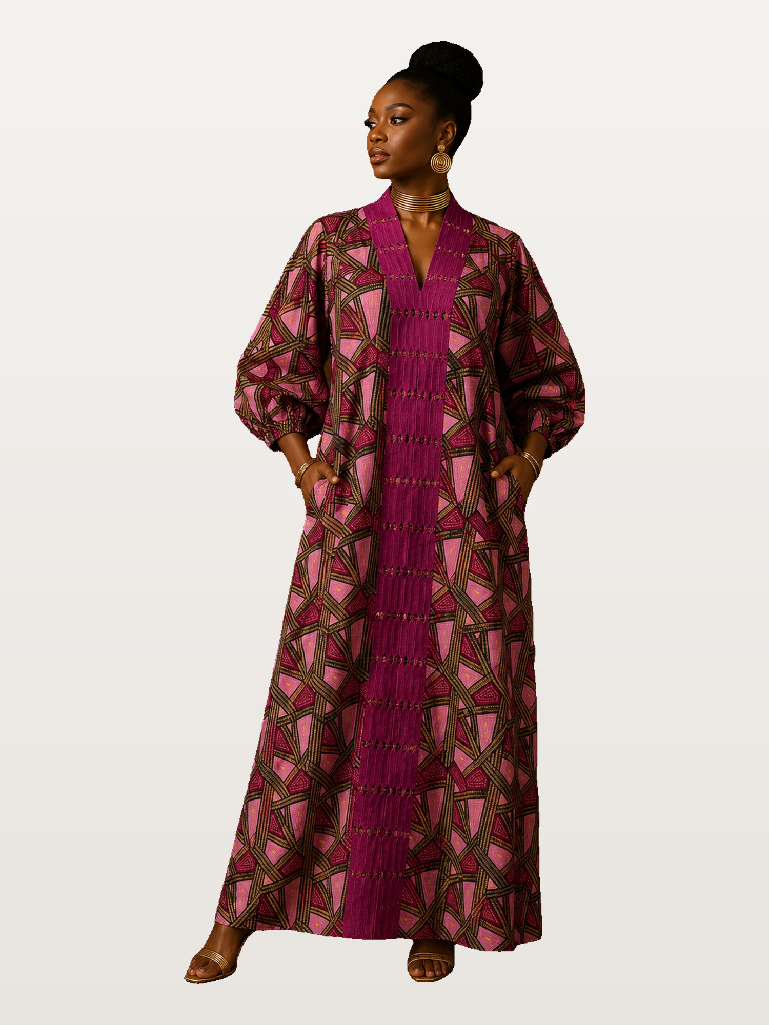 Magenta Printed Kimono Robe Set