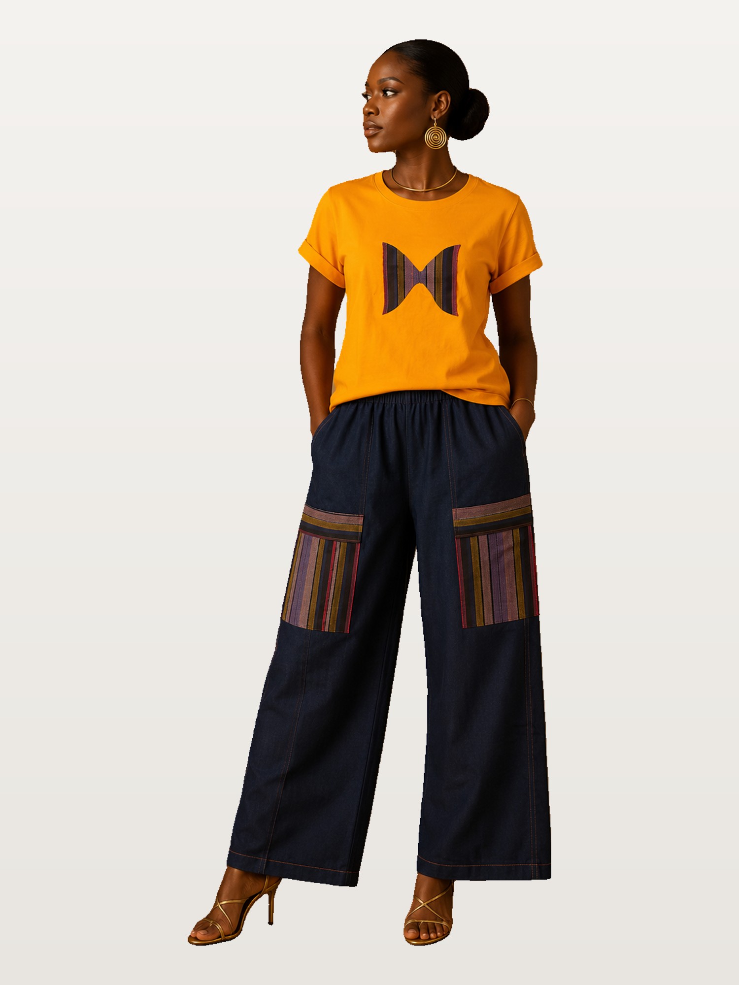 Marigold Tee & Navy Trousers