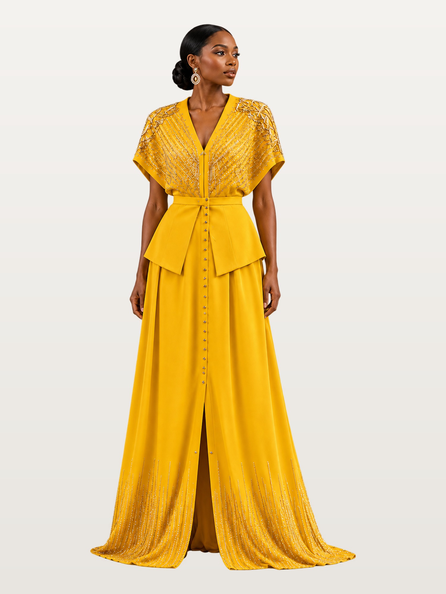 Yellow Beaded Long Ensemble