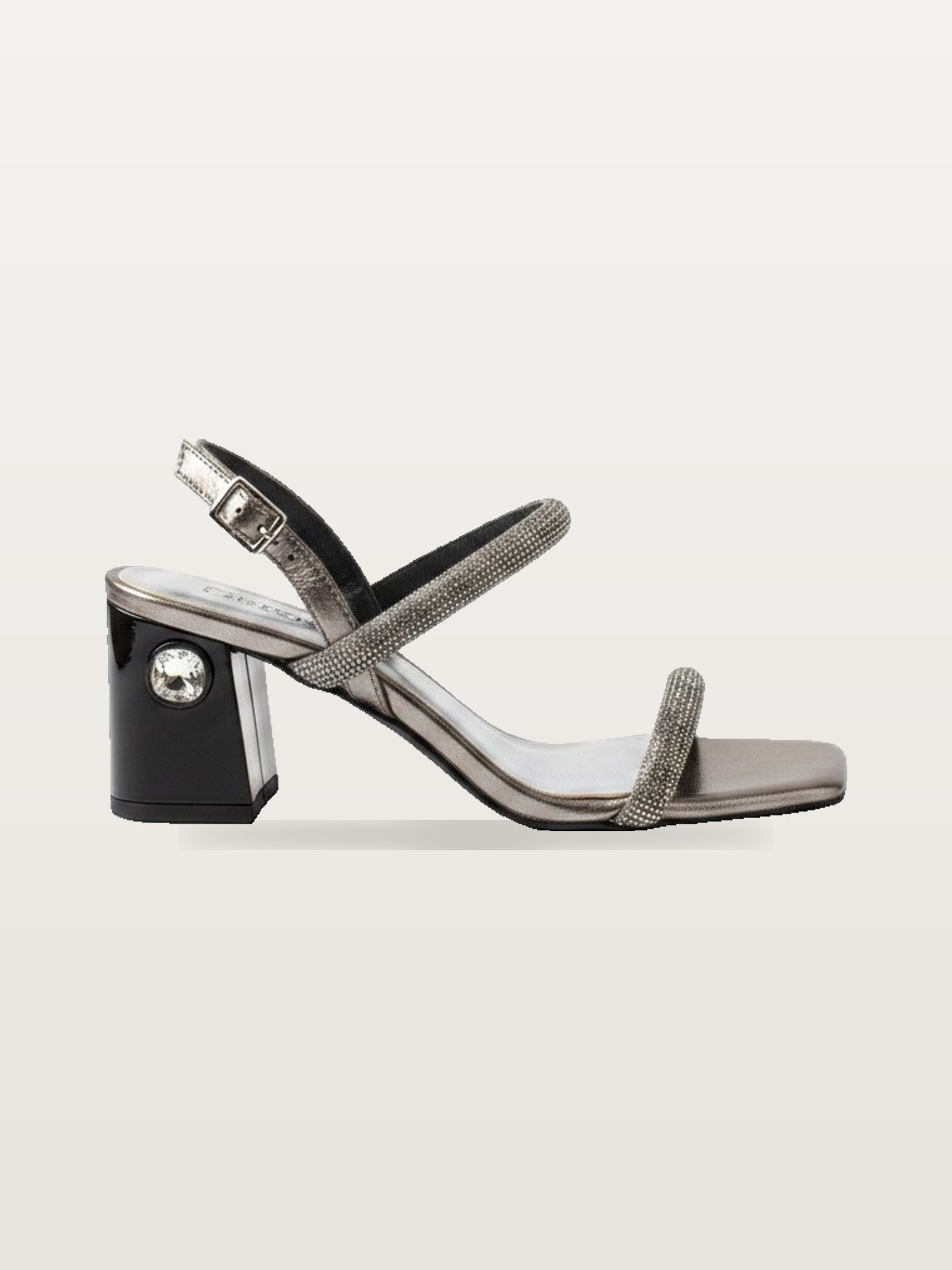 Silver Strappy Block Sandal